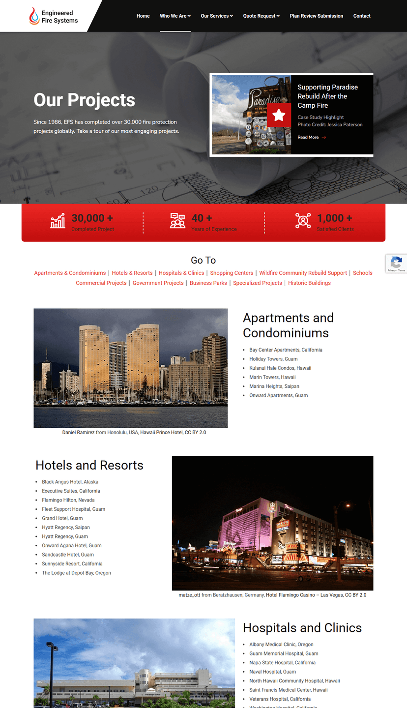 EFS Projects Page Screenshot